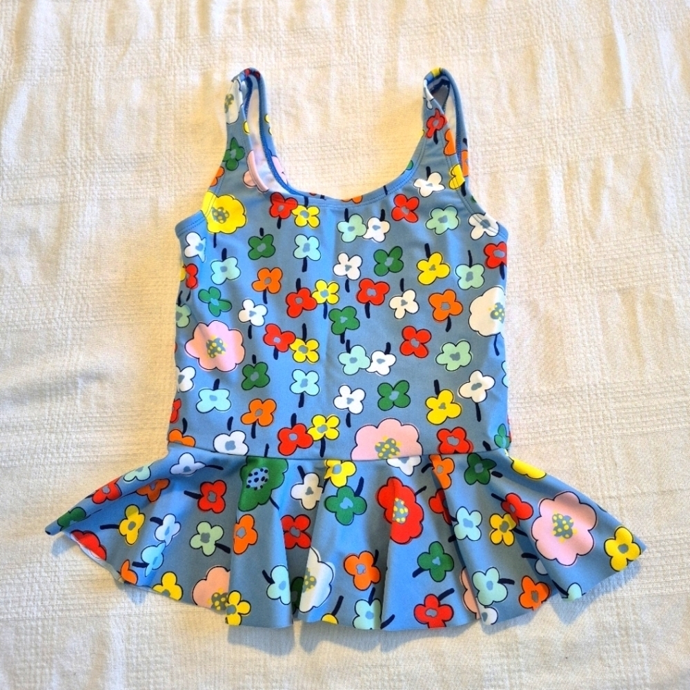 Hanna Andersson girls size 140 or 10 tank top swim top floral design EUC